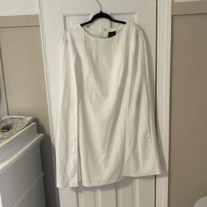 Adrianna Papell white cape dress